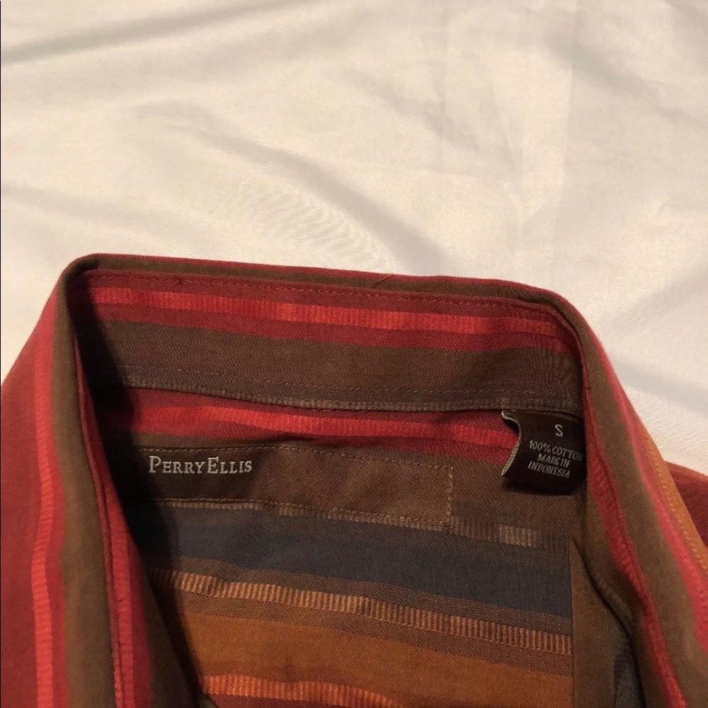 Perry Ellis button down shirt stripe multicolored - Picture 6 of 8